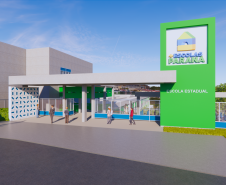 Imagem da fachada da escola.