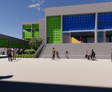 Imagem do pátio da escola.