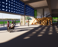 Imagem do térreo do prédio escolar.