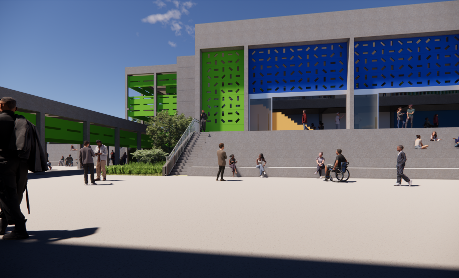 Imagem do pátio da escola.