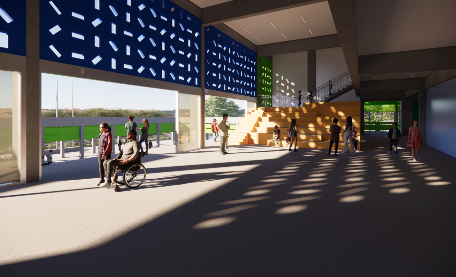 Imagem do térreo do prédio escolar.