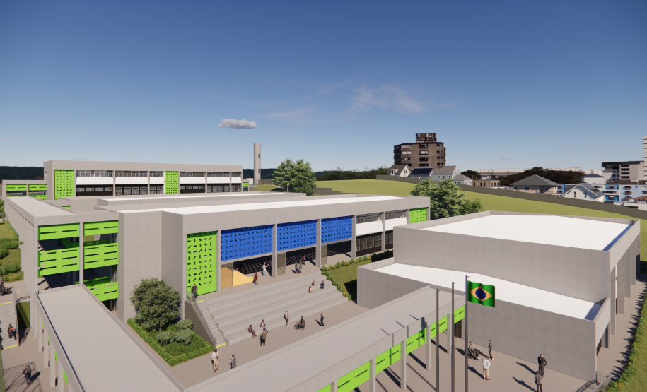 Imagem aérea da escola.